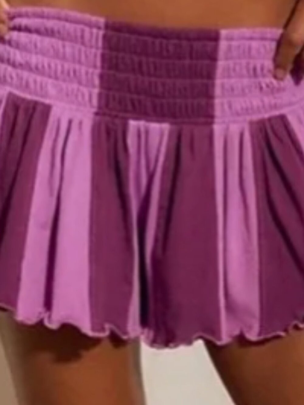 Free People Women's Cute and Smocked Striped Short Set In Grape - Size S. NWT - Picture 4 of 7